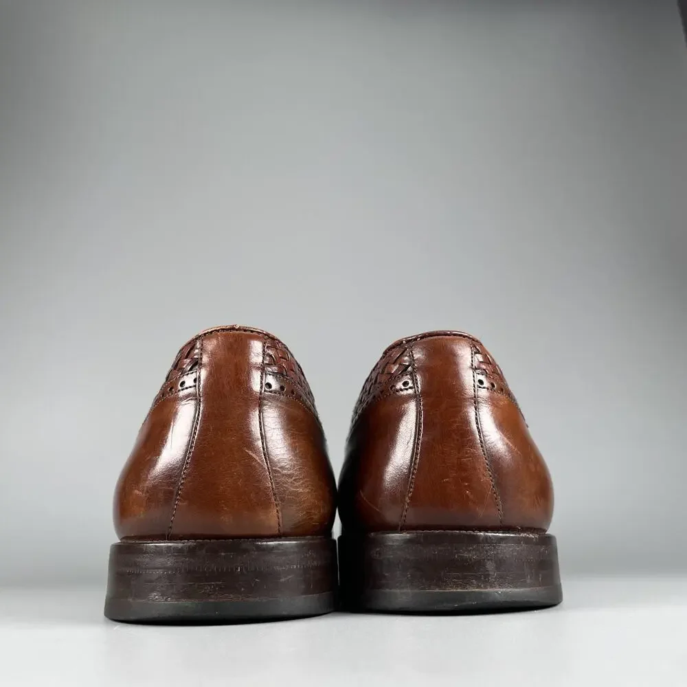 Mezlan Salinas Men's Size 9 Brown Croc Woven Leather Oxford Dress Shoes Lace Up